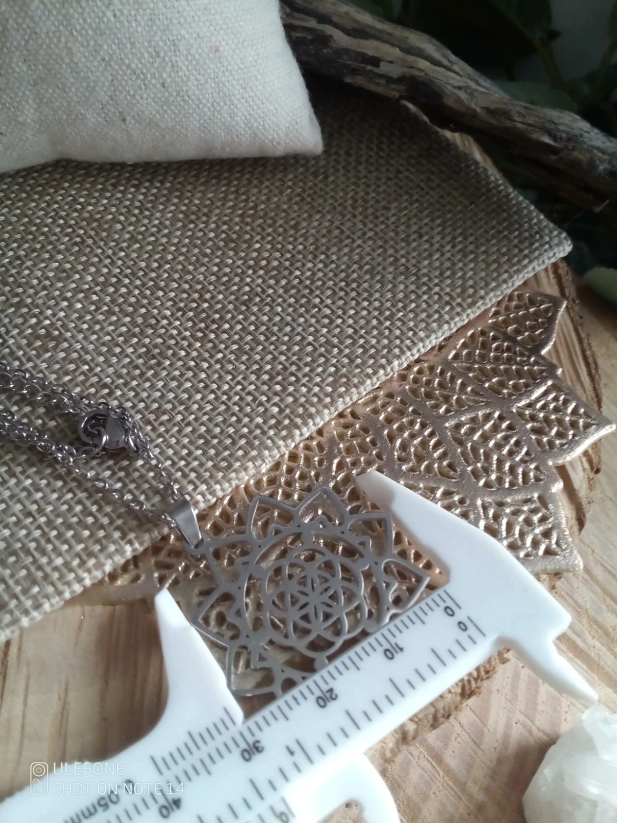 Colar de flor da vida prateado em aço inoxidável – photo 3